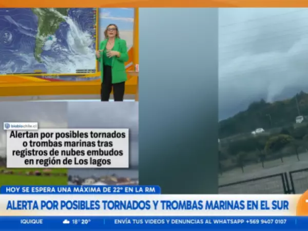 Alerta por posibles tornados y trombas marinas en el sur